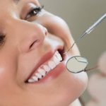 Smiling Woman During Dental Cleaning
